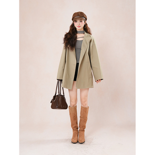 韩系气质高级感学院风小个子经典风衣外套女宽松显瘦秋季新款正肩