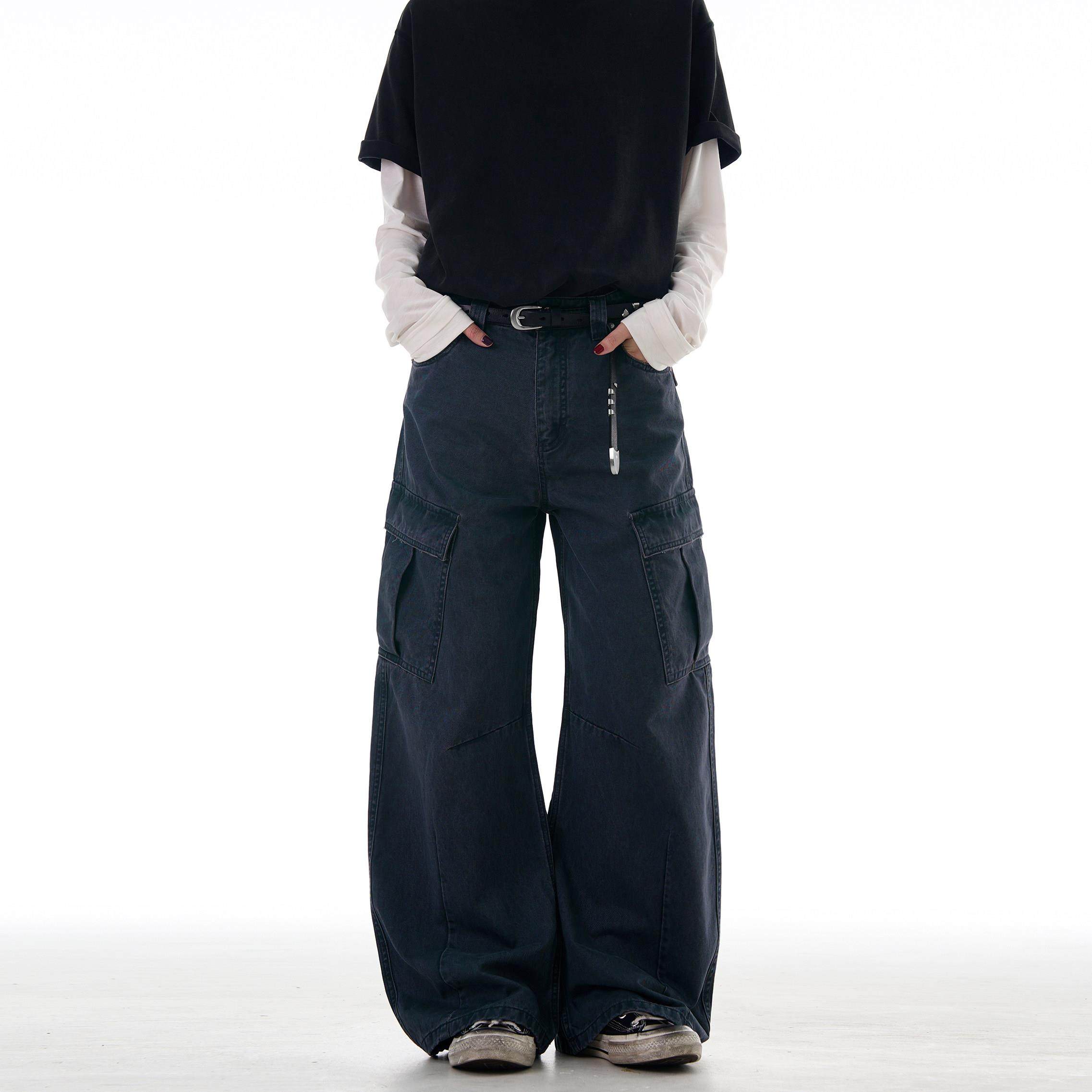 MADWITCH美式街头vibe弯刀休闲裤男女宽松阔腿痞帅设计工装牛仔裤,男装,休闲裤,淘宝优惠券,粉丝福利购,淘宝优惠卷