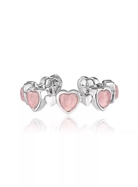 鱼头星星个性开口可调节甜美锆石戒指女生食指戒粉色爱心饰品礼物