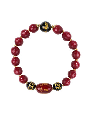 鱼头星星复古时尚感黑玛瑙本命年朱砂转运珠手链女生轻奢官方正品