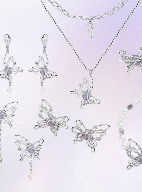 鱼头星星耳坠清新项链耳钉银针镂空蝴蝶耳饰女生韩系时尚甜酷礼物