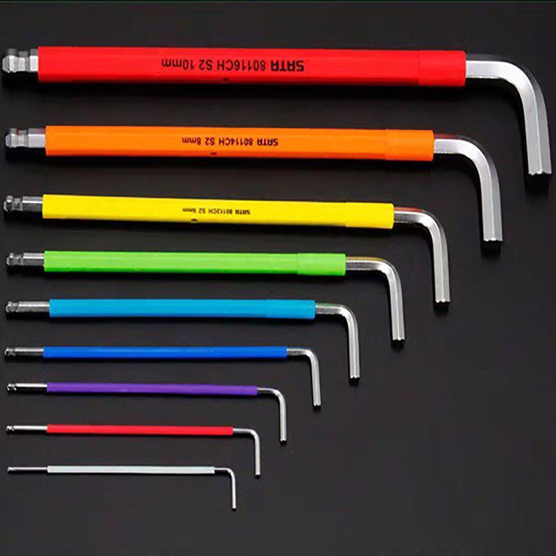 世达工具内六角扳手彩虹系列六角匙套装9件套球头花型扳手09101CH