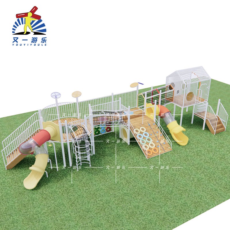幼儿园儿童室外大型游乐设备滑梯攀岩攀爬架连廊非标滑滑梯设施