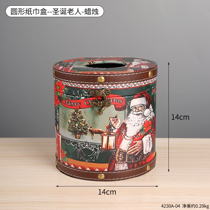 圣诞款木质纸巾盒家用卧室客厅茶几餐巾纸收纳盒  创意餐厅抽纸盒