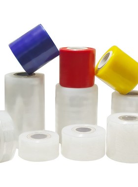 彩色PE拉伸膜3 5CM小卷缠绕膜10CM打包膜包装电线捆绑膜 厂家