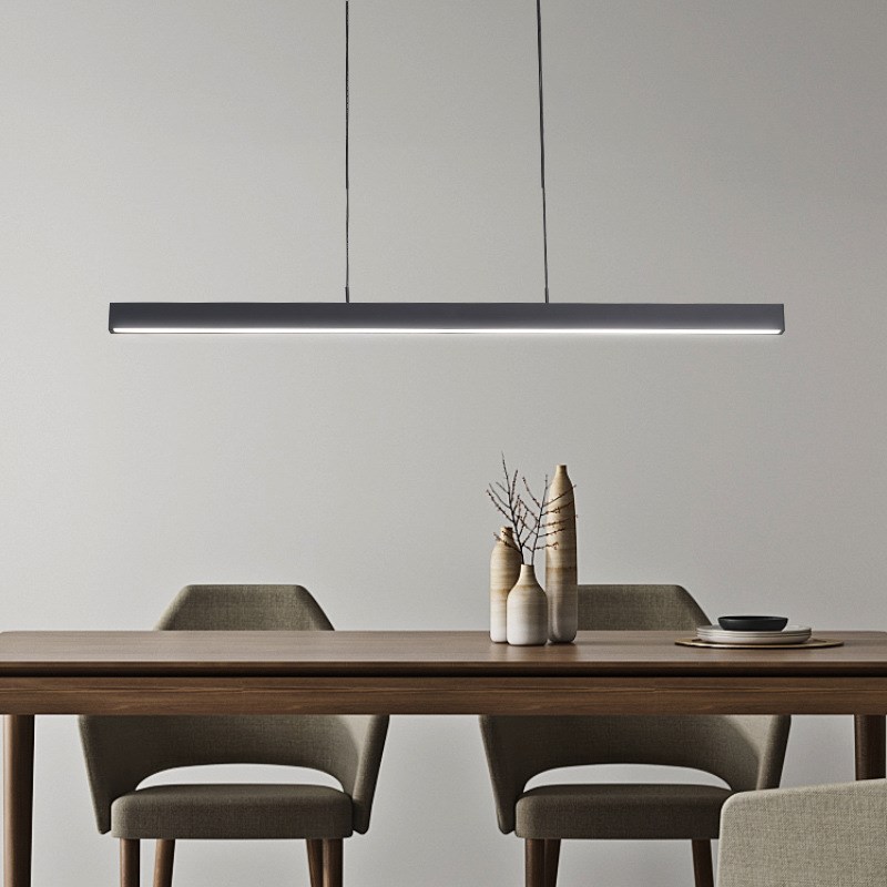 一字长条餐厅吊灯现代简约创意会议室前台吧台饭厅客厅餐桌家居