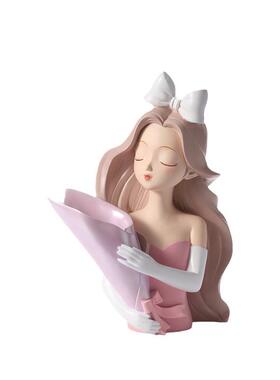 摆件创意捧花女孩现代家居办公室茶桌餐厅花瓶新款治愈阳光装饰品