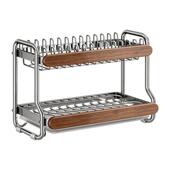 中古风不锈钢碗碟收纳架厨房置物架台面多功能放碗筷盘沥水碗架子