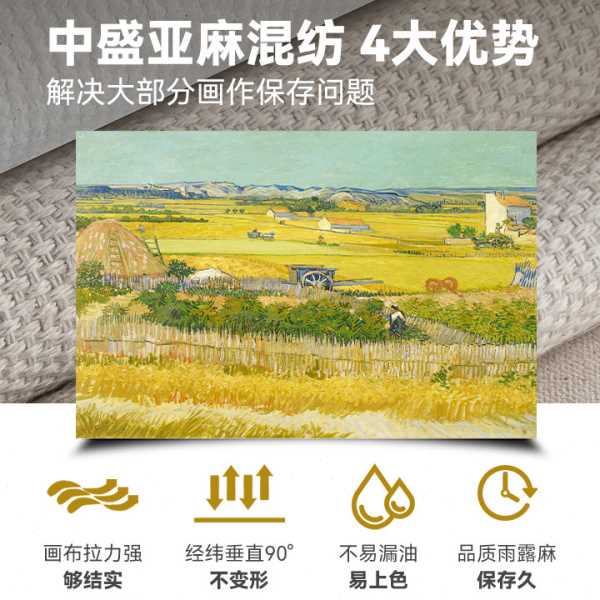 中盛画材 5190粗纹亚麻混纺 涂层油画布油画框幅宽170cm 人物风景