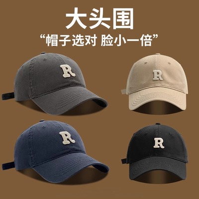 R标字母棒球帽inv男女小众大头围