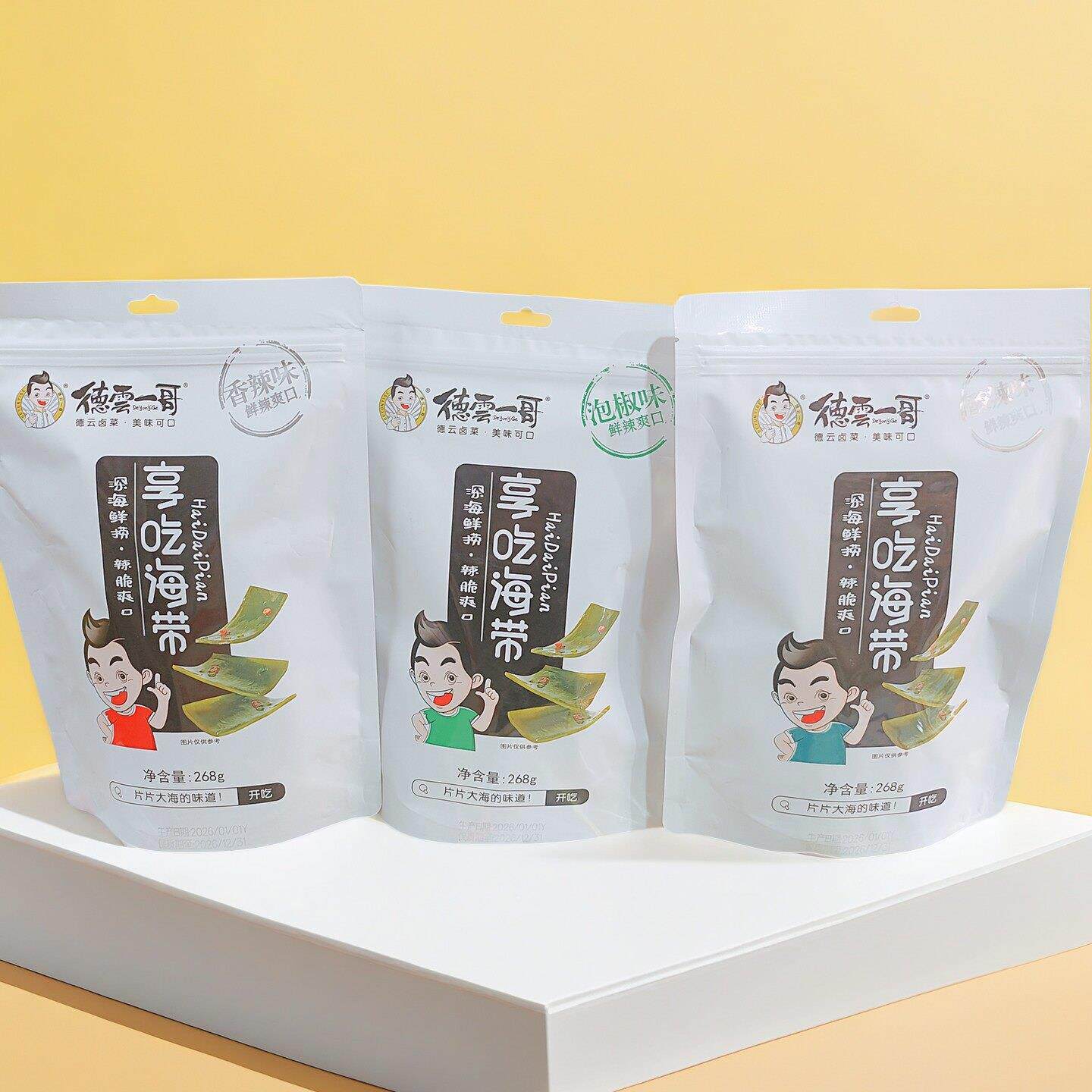 德云一哥享吃海带268g袋装香辣酸辣泡椒味即食下饭小菜休闲零食