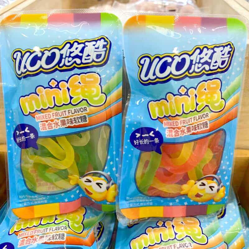 悠酷mini绳混合水果味软糖凝胶糖果8090怀旧儿时小吃休闲零食500g