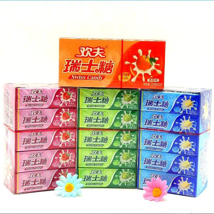 欢夫瑞士糖混合水果味糖果汁软糖喜糖香橙草莓味酸奶味零食
