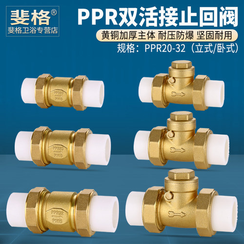 ppr卧式立式单向阀全铜加厚主体
