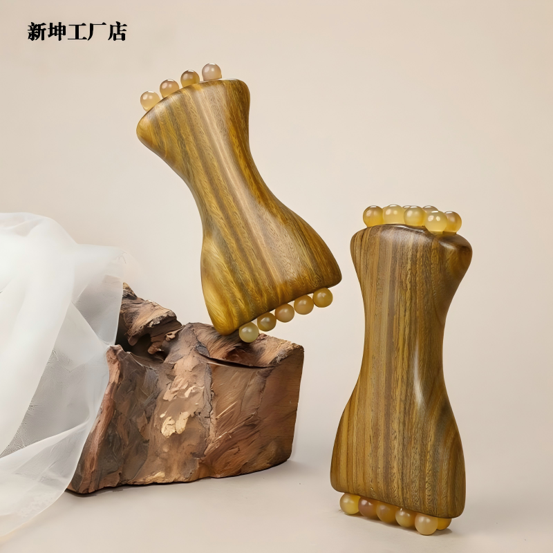 绿檀木金珠樽天然羊角樽刮痧梳子