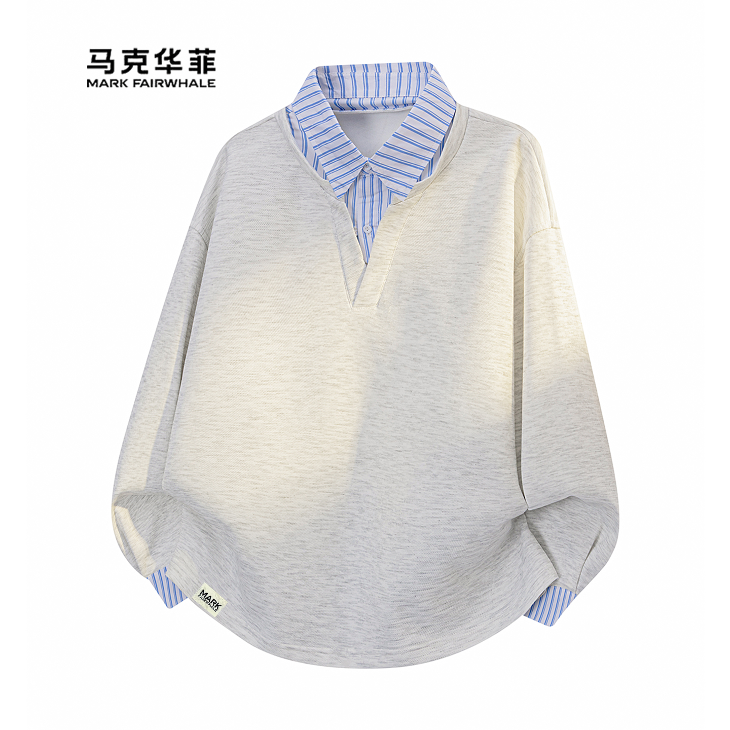 假两件拼接翻领卫衣男秋冬季新款