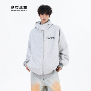 美式开衫卫衣男连帽宽松潮牌外套