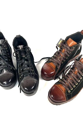 037V牛皮板鞋.进口英国CFS反绒牛皮拼接做旧高帮Vibram底工装鞋