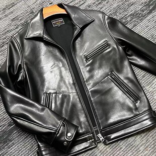 翻领商务休闲经典 羊皮穆赫兰道.男士 百搭时尚 短款 夹克 1.4水染修身