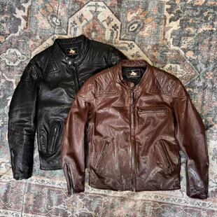 重水洗复古做旧立领机车皮夹克 男士 改良版 牛皮毒液皮衣.新品