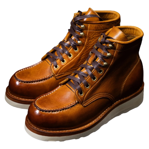 875V底牛皮厚底皮鞋工装靴001v.新款男士夏季复古V底皮鞋工装靴