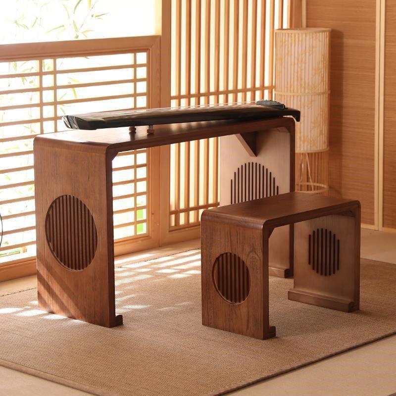 中式古琴桌凳共鸣琴桌实木书法桌子国学桌仿古书画茶艺桌围棋厂家