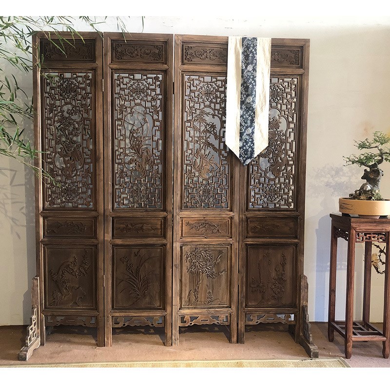 新中式屏风客厅木质仿古隔断简约家用小户型遮挡玄关实木移动隔断