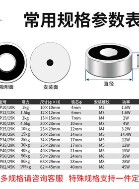 鸣豫失电型P35/29K直流圆形吸盘电磁铁吸力30kg自带磁力通电消磁