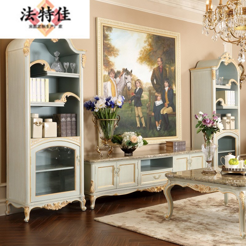 欧式布艺沙发组合 客厅实木家具大户型新古典沙发法式沙发茶几组