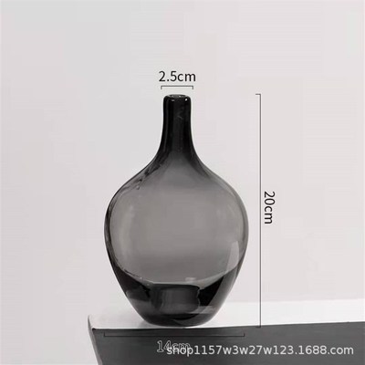 透明玻璃摆件大肚花瓶客厅落地圆肚小口径插花水养马醉木水培吊钟