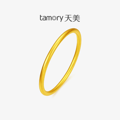 天美珠宝黄金素圈古法手镯