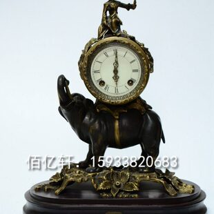 钟表仿古董大象坨钟机械报时座钟欧式 摆件西洋古典钟模型 家居软装