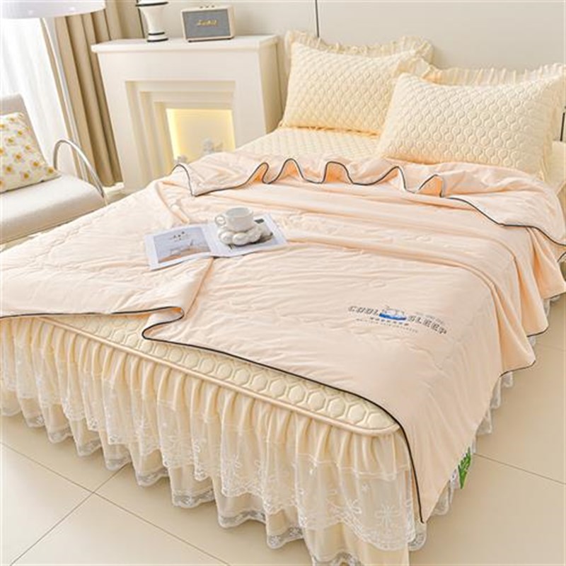 乳胶冰丝凉席三四件套夏天可机洗软床垫床上用品水洗空调席床裙款