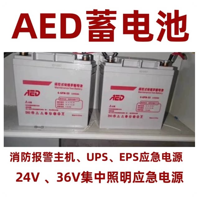 AED蓄电池12V55AH集中应急照明电源24V36AH电源箱EPS消防报警主机