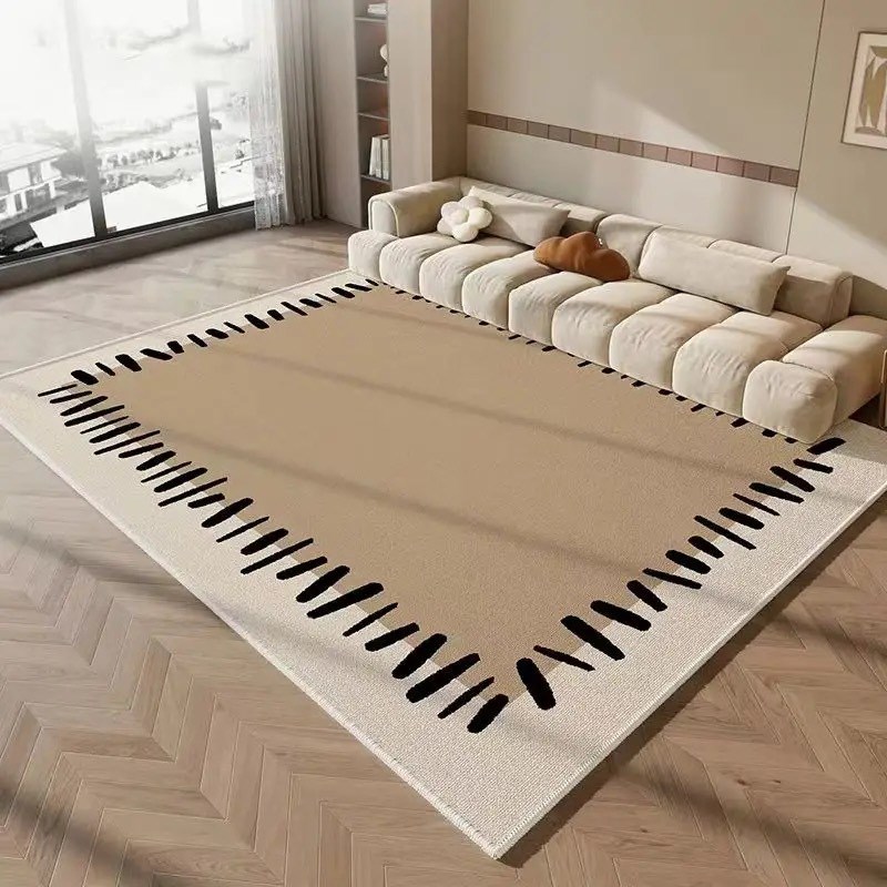 简约法式风地毯客厅茶几毯轻奢家用地毯卧室床边圈绒防滑耐脏地垫