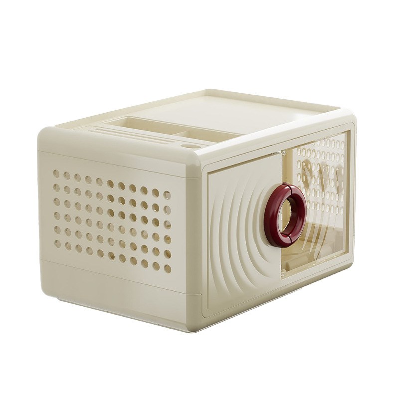 桌面收纳柜储物柜高级感奶油风收纳盒双开门加厚宿舍文具置物架