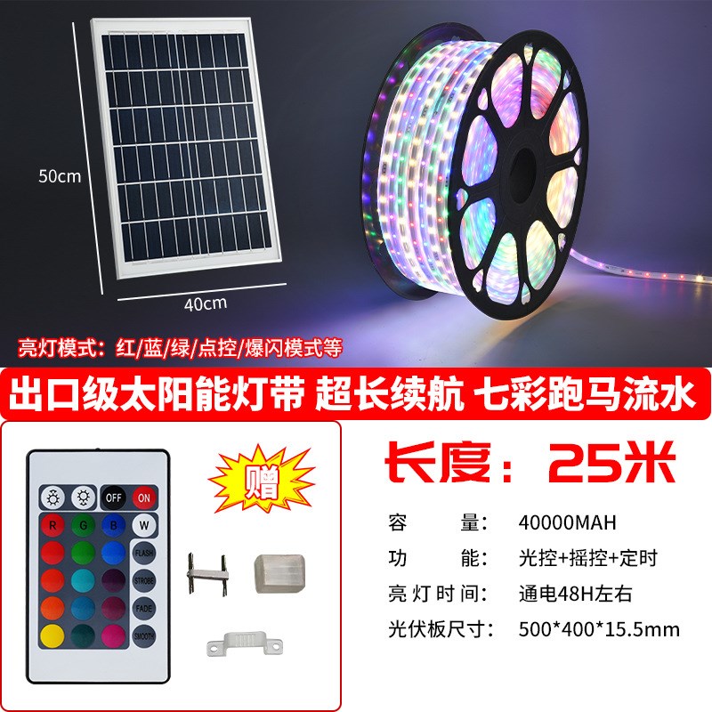 太阳能灯带RGB七彩幻彩跑马户外防水超亮庭院花园装饰招牌氛围灯