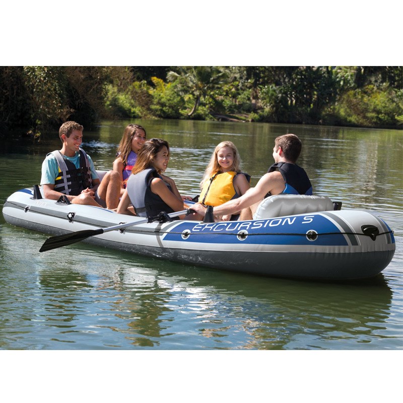 intex68325漂流者船充气船 五人充气艇皮划艇 钓鱼船野营安全