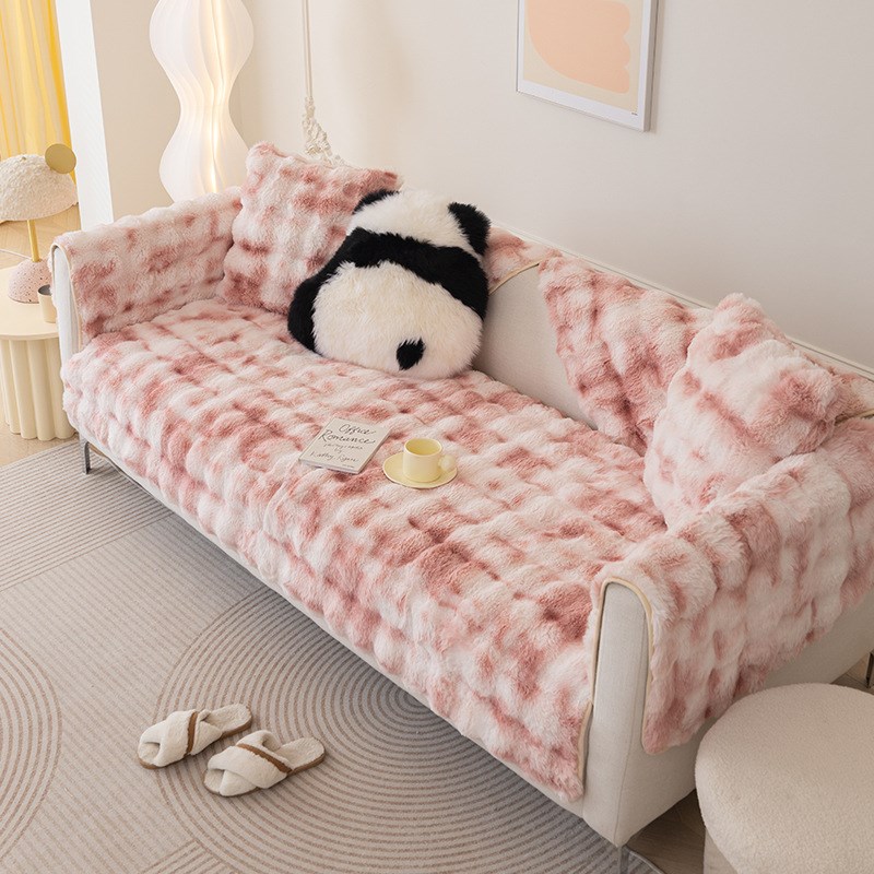 超软兔毛绒暖融沙发垫冬季加厚按摩感沙发套罩新款2023盖布巾