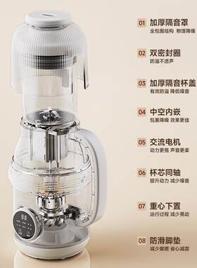 新款豆浆机家用全自动定时免滤榨汁智能低噪音破壁机全自动豆浆机
