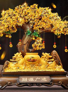 貔貅招财聚宝盆摆件客厅酒柜发财树聚财装饰品店铺收银柜台开 业