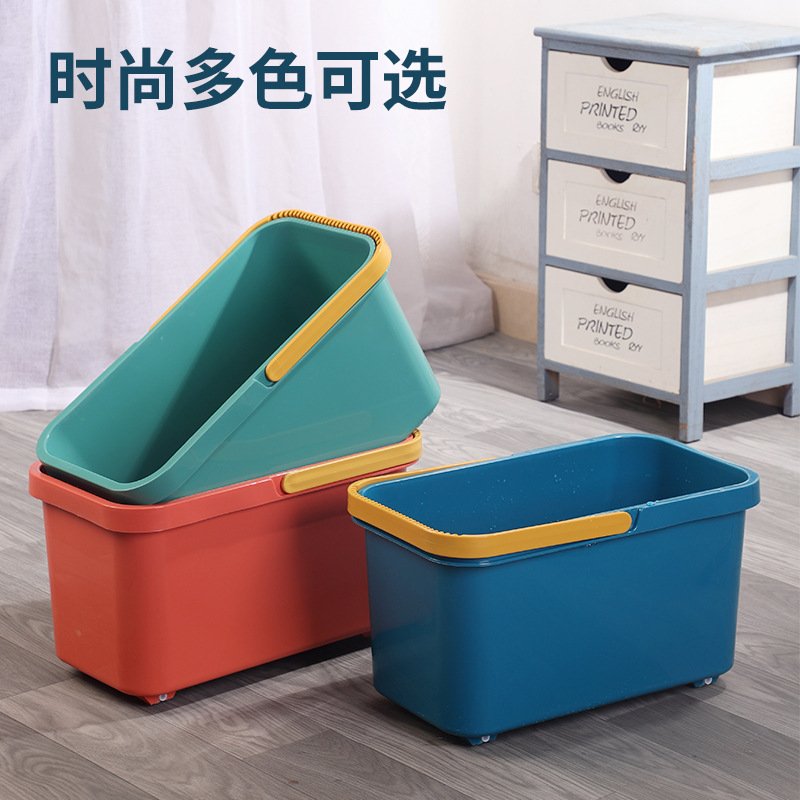 便携手提拖把桶带轮加大加厚宽口清洗桶家用长方形拖布桶单桶收纳