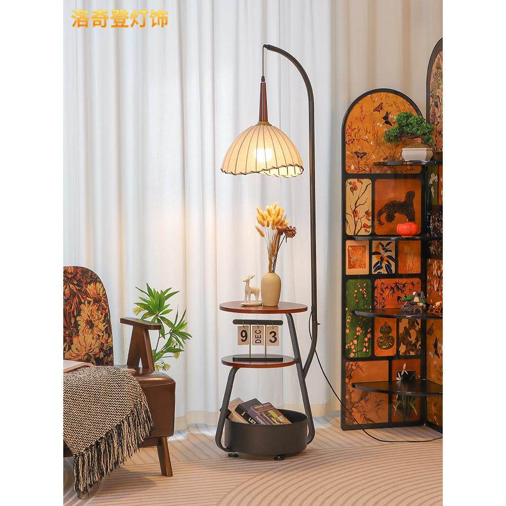 覆古客厅落地灯氛围沙发边角创意茶几置物功能卧室床头钓鱼台灯,家装灯饰光源,置物功能落地灯,淘宝优惠券,粉丝福利购,淘宝优惠卷