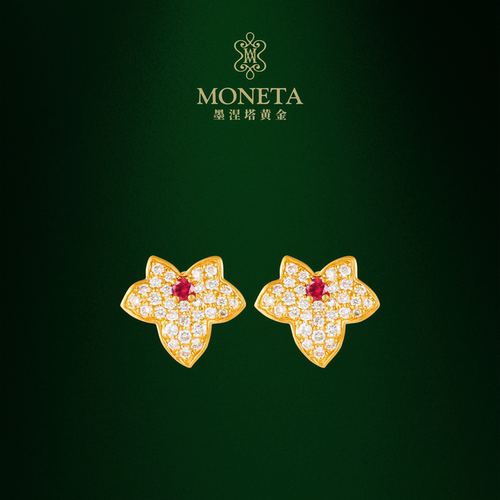 MONETA常春藤足金红宝石耳饰