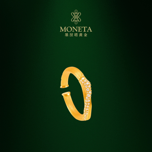 MONETA（黄金）墨涅塔足金钻石戒指黄金戒指