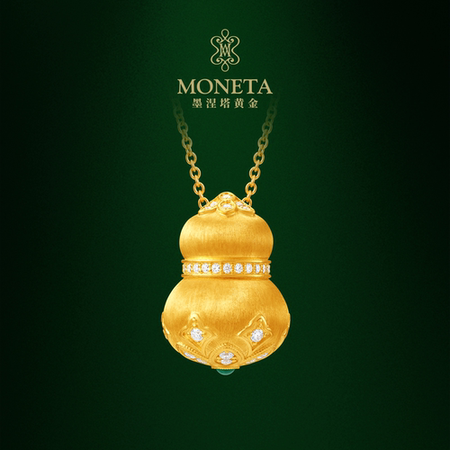 MONETA足金足金祖母绿项链黄金