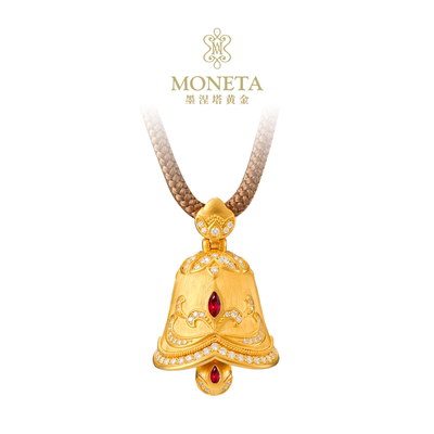 MONETA足金红宝石立体铃铛挂坠