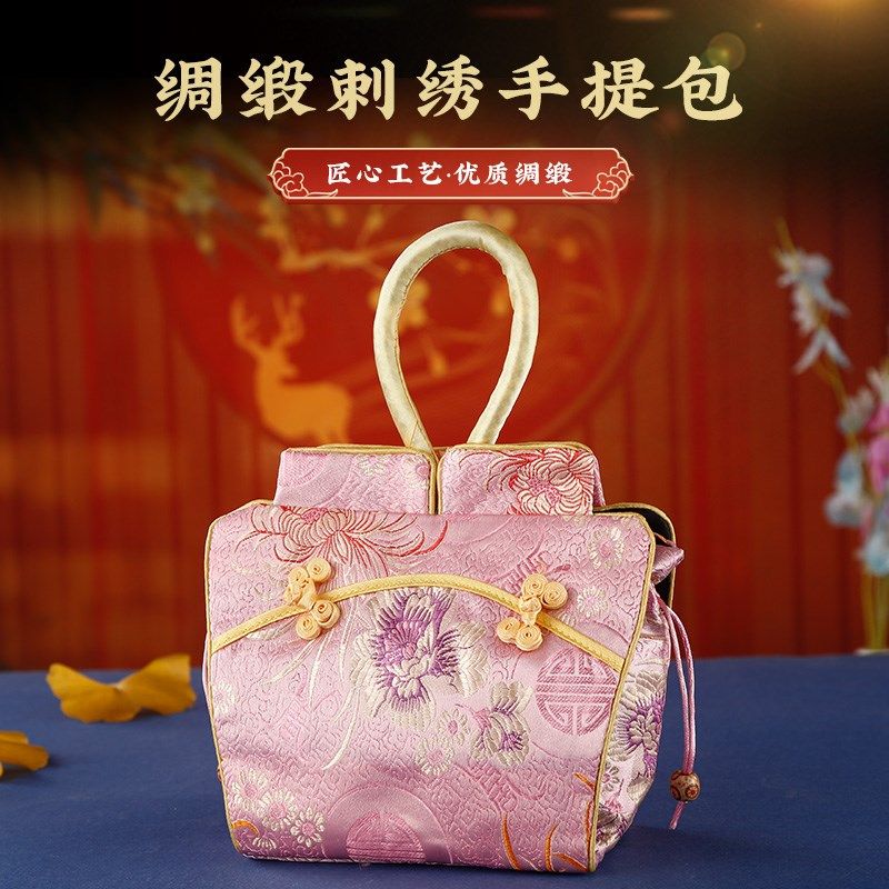 中特色云锦女手拎包出国小礼品送老外苏州特产刺绣丝绸零钱包