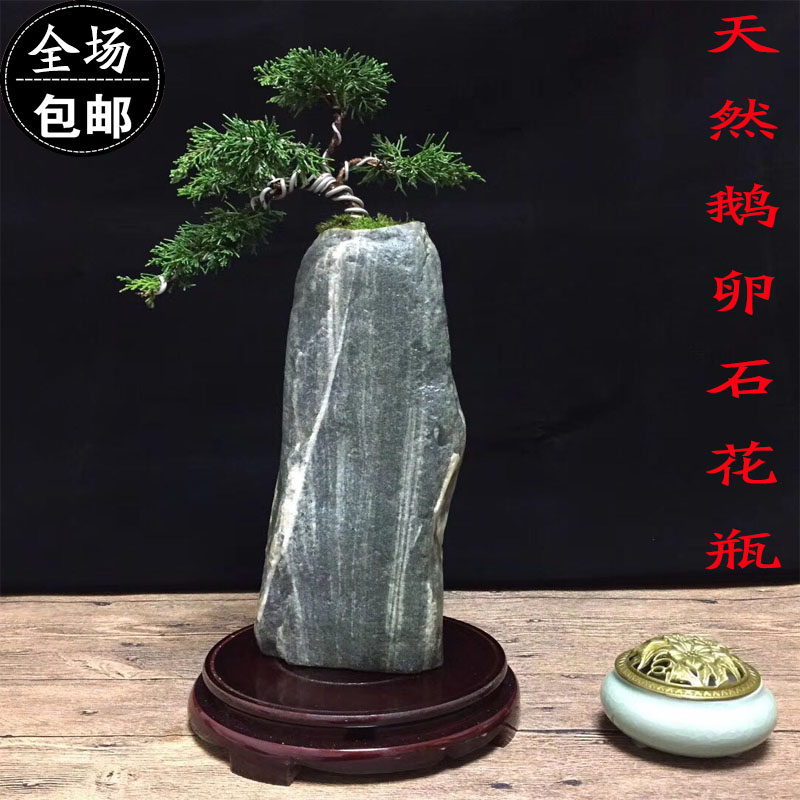 天然鹅卵石头盆创意水培多肉种植原生态菖蒲铜钱草瓶水仙