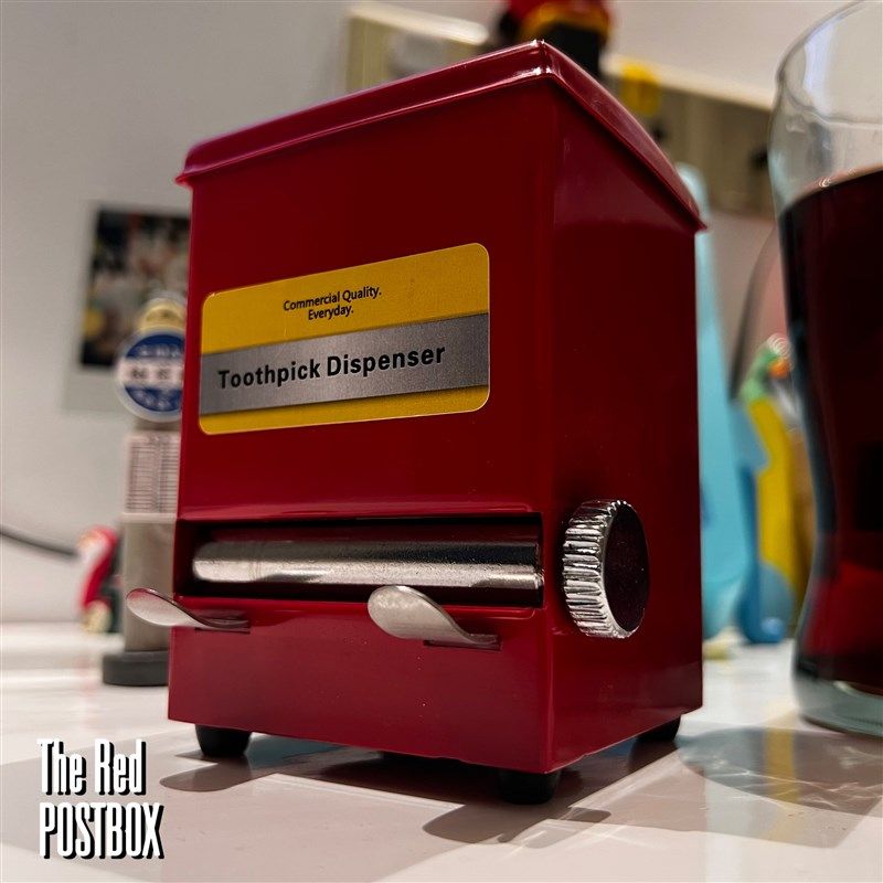 红色的邮筒半自动大容量扭动式牙签盒复古贩卖机创意装饰品,收纳整理,牙签盒,淘宝优惠券,粉丝福利购,淘宝优惠卷